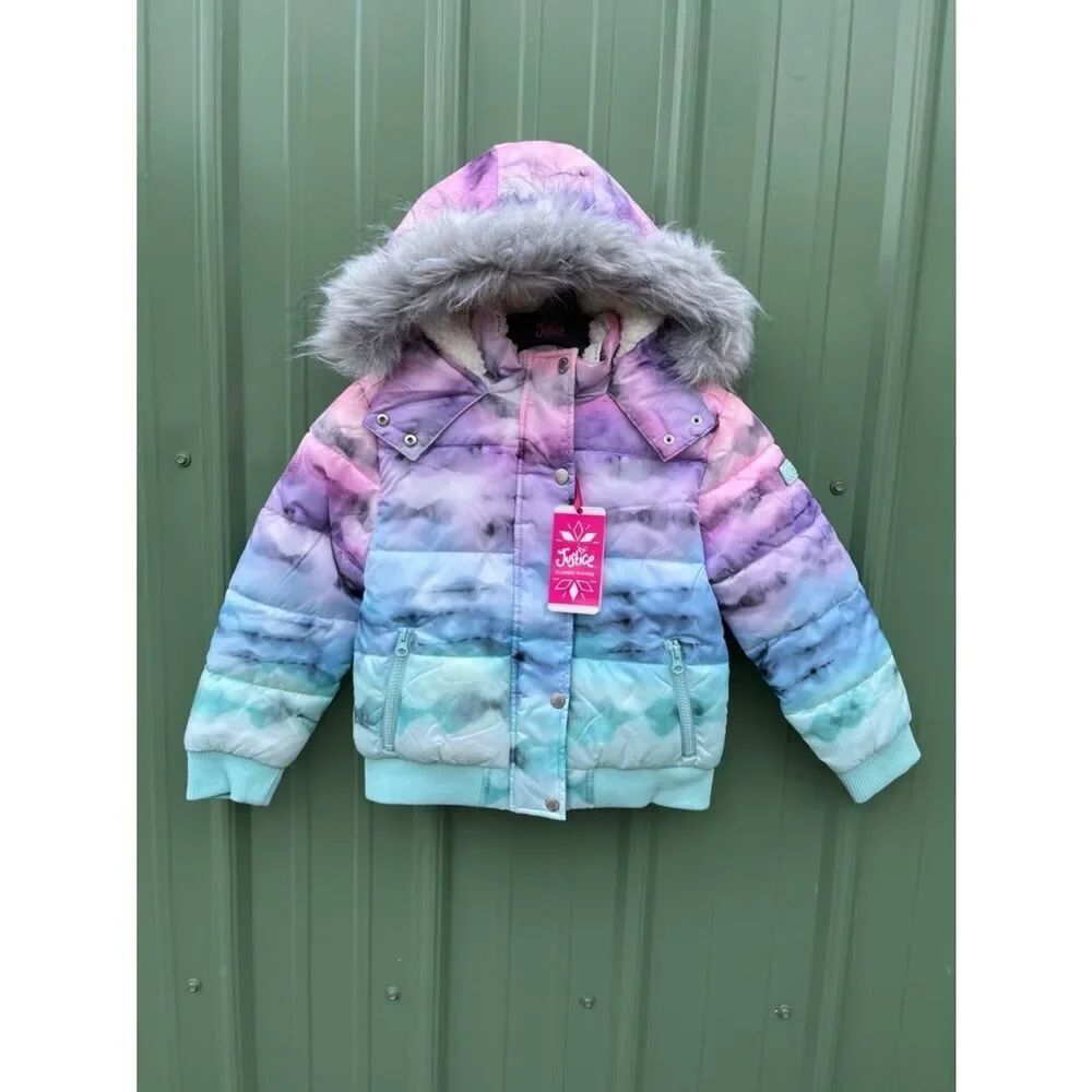 Girls Justice Matte Puffer Bomber Coat Size XS